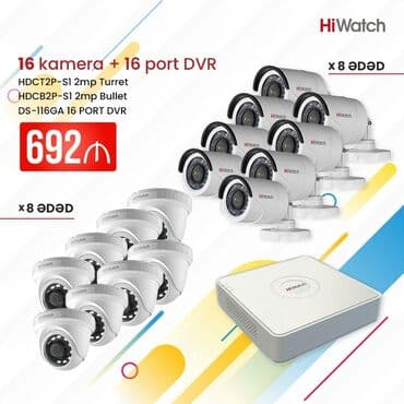 kamera dəsti: HiWatch tərəfindən istehsal edilmiş, 16 kamera və 16 portlu DVR dəsti — 1