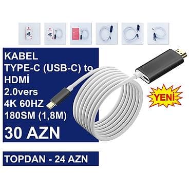 videokabel hdmi: HDMİ Kabellər ⭐Type-C (USB-C) to HDMİ 2.0vers 1,8m 4K 60HZ – 30 AZN — 3