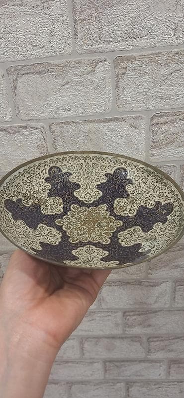 coca cola stekan: Dekorativ mis kasa və şüşə karaf-seti - Mis kasa: Şərq üslubunda oyma — 4