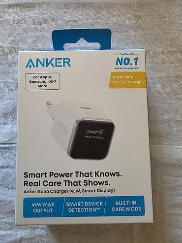 Elektronika: Anker Nano Charger (45W, Smart Display) – EU qoşucu, USB‑C çıxışlı — 3