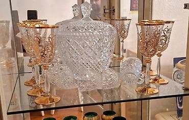 versace servis: Lüks şüşə və porselen dəstləri - Kəsim naxışlı kristal şirniyyat — 1