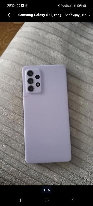 Samsung Galaxy A52, 128 ГБ, цвет - Фиолетовый at lalafo.az Samsung Galaxy A52, 128 ГБ, цвет - Фиолетовый
