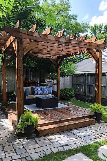 zontik satışı: Taxta pergola və həyət terras konstruksiyası - Material: keyfiyyətli — 1