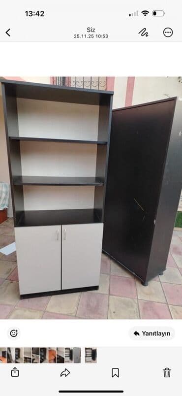 işlənmiş şkaflar: Ofis mebelləri dəsti - 2 qapılı metal/ofis şkafı: boz rəng, ön — 4