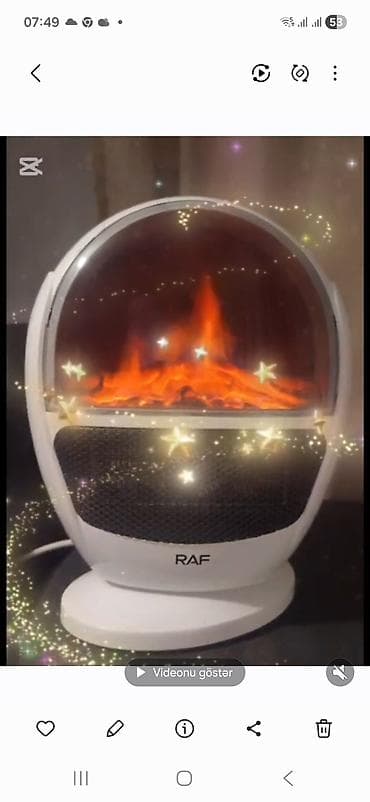 RAF mini elektrik qızdırıcısı – dekorativ “alov” effekti ilə. -