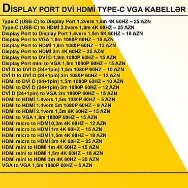 mini laser: HDMİ DVİ VGA Display Port Type-C USB Kabellər ⭐Type-C (USB-C) to — 3