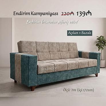 Divanlar: Açılan və bazalı divan - Ölçü: ümumi 2 m (yataq hissəsi 170 sm) - — 1