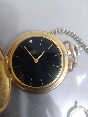 qızılı saat: MATY cib saatı – qızılı qapaqlı, zəncirli - Brend: MATY (Besançon) - — 2