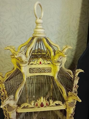Heyvanlar üçün mallar: Dekorativ “fantaziya” üslubunda işlənmiş quş qəfəsi - Material: metal — 1