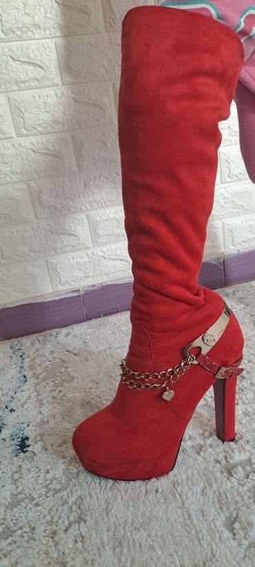 lak çəkmələr: Ölçü: 38, rəng - Qırmızı, Yeni — 2