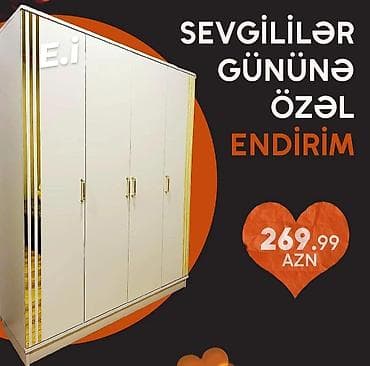 Dörd qapılı paltar şkafı – Sevgililər Gününə özəl endirim - Rəng: ağ