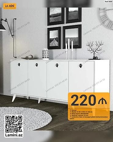 taxta komod: Komod – minimalist üslubda, geniş saxlama həcmi olan zərif mebel — 1