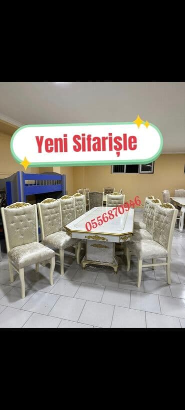 ders masaları: Qonaq otağı üçün, Yeni, Açılmayan, Dördbucaq masa, 6 stul — 9