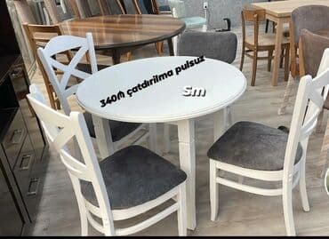 Masa və oturacaq dəstləri: Mətbəx üçün, Yeni, Açılmayan, Yumru masa, 4 stul — 3