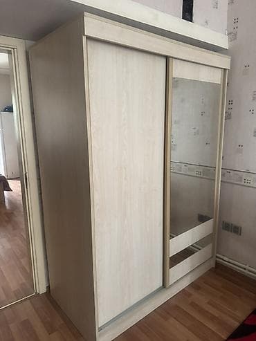 skaf kupe: 2 qapılı, Güzgülü, Bej, Taxta, Kupe, Düz dolab — 2