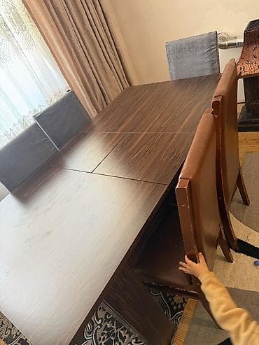 taxta stol stul satisi: Qonaq otağı üçün, İşlənmiş, Açılan, 6 stul — 3