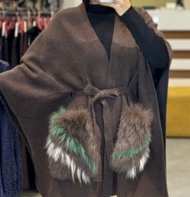 salvar qadin: Qadınlar üçün şal/kardiqan tipli pelerin - Rəng: tünd qəhvəyi - — 1