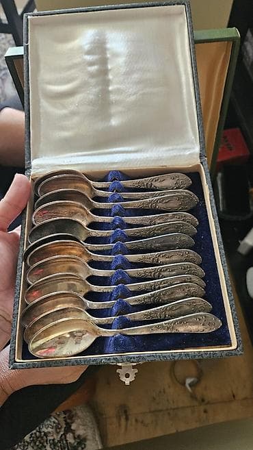 acar dəsdi: Gümüşü çay qaşıqları dəsti - Klassik ornamentli dəst: 12 ədəd çay — 2