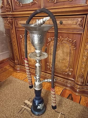 Nargilə – klassik dizaynlı, iki şlanqlı model - Korpus: gümüşü rəngli — 1
