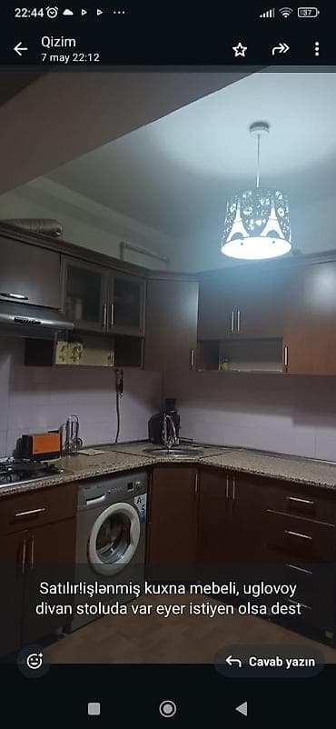 qaz durbasi: Mətbəx mebeli satılır 200₼. Ölçü 2/1.70. Üzərində qaz moyka aspirator — 1