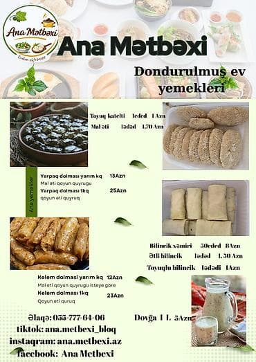 Paltar tikişi: Ev yemeklerinin satışı🍃 her biri dondurulmuş halda sifarişler 1gün — 1