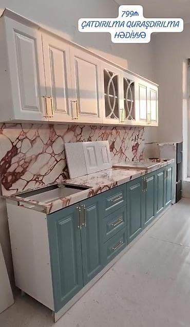 metbex mebili: *799₼ vitrin MƏTBƏX mebeli yeni membran*‼️ ÖLÇÜ:-3 ÜZƏRİNDƏ mərmər — 1