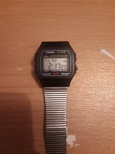ucuz elektron saatlar: Casio F-91W rəqəmsal qol saatı - Model: Casio F-91W - Korpus: qara — 1