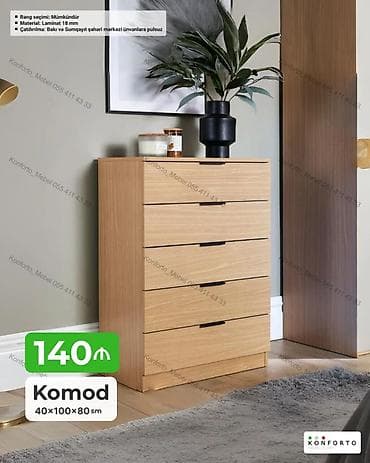 bal: Komod – 4 çekmecəli, müasir minimal dizayn. Ölçü: 40 × 100 × 80 sm — 1