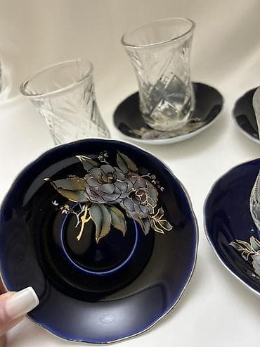 versace servis: Çay dəsti, rəng - Göy, Şüşə, 6 nəfərlik — 2