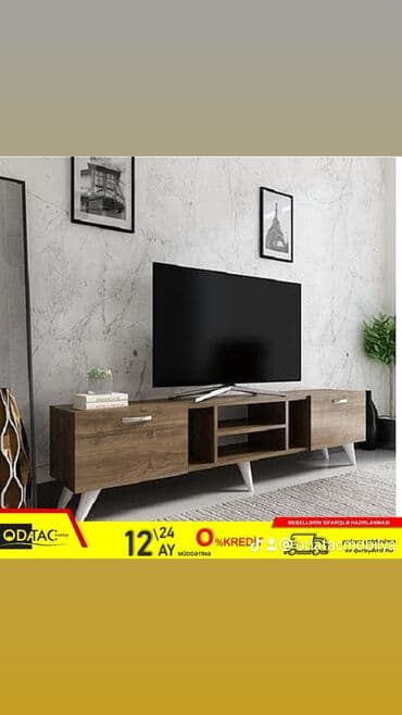 тумба под телевизор в баку: Новый, Прямой ТВ стенд, С полками, Ламинат, Азербайджан — 1