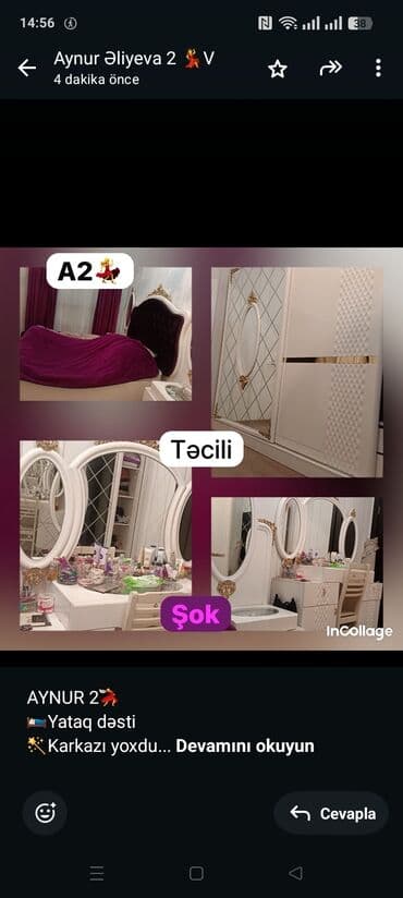 qaradag: AYNUR 2💃 🛌Yataq dəsti 🪄Karkazı yoxdu 💶Qiymət 690 azn 🚨Təcili — 1