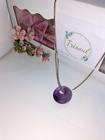 aslan gözü daşı: Trisoul brendindən təbii daş asqılı boyunbağılar - Model: dairəvi — 5