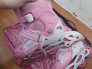 roller skates: Çəkməli təkərli konkis (roller skates) – çəhrayı rəng - Dizayn: 4 — 1