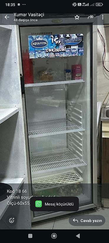 Kod 18 66 Vitrinli soyuducu 1 ədəd, Ölçü-60x55, H=153, Qiym-350 azn lalafo.az -da Kod 18 66 Vitrinli soyuducu 1 ədəd, Ölçü-60x55, H=153, Qiym-350 azn