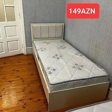 Tək nəfərlik çarpayı və döşək dəsti - Ölçü: təxmini 90x190 sm (tək