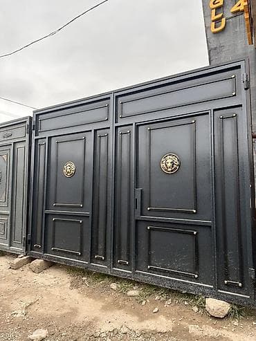 Asia: Железо Дворовые ворота, Распашные, Механические, С дверью, цвет - Черный — 1