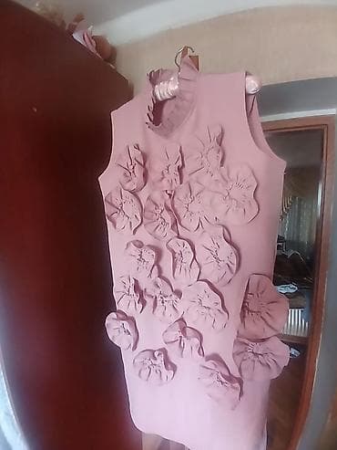 don: Qadın paltarı – gül aplikasiyalı, sleeveless - Rəng: pudra/solğun — 2