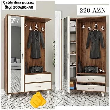 asma guzgu: Yeni, 1 qapı, Güzgülü, Ağ, Açılan, Düz dolab — 2
