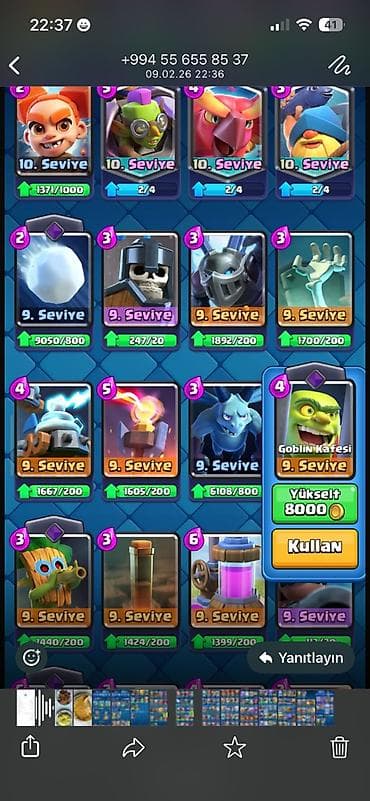 Спорт и хобби: Clash Royale hesabı – yüksək səviyyəli kolleksiya və resurslar - Kral — 10