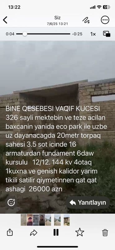 binə həyət evləri 2023: Binə 4 otaqlı, 3500 kv. m, Kredit yoxdur, Təmirsiz — 2