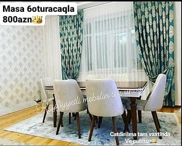 stol stullar: 😍 *Masa 6 oturacaq cemii 800 azn* Yuksek keyfiyyet 🌈 *Parca Reng — 1