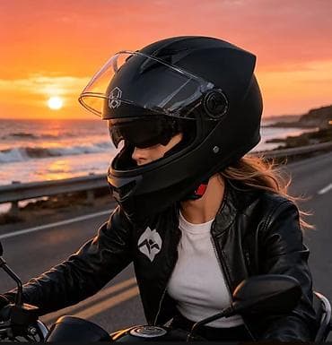 moto nomreleri: Kaska Endirimlə 35-azn Tam üzlü motosiklet dəbilqəsi mat qara Ünvan Q — 2