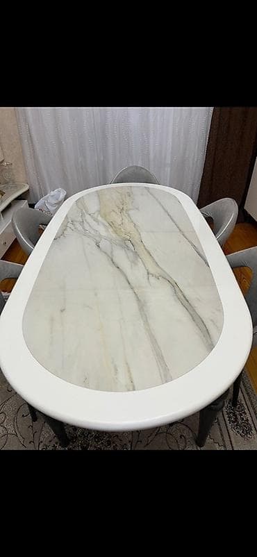 Mətbəx üçün, Açılmayan, Oval masa, 6 stul