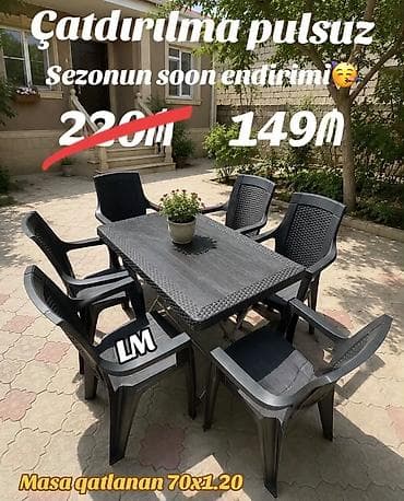 stuldan: Plastik açıq hava dəsti – bağ/eyvan üçün ideal. Tərkib: - 1 ədəd — 1