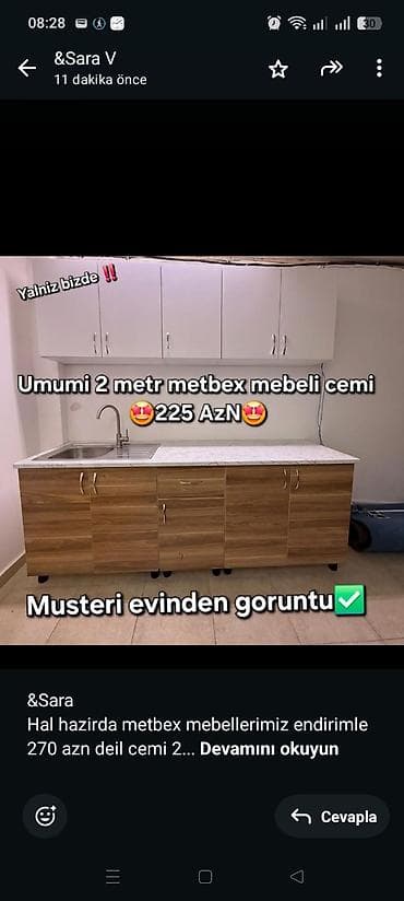 кухонная мебель на заказ в баку цены: &Sara Hal hazirda metbex mebellerimiz endirimle 270 azn deil cemi — 1