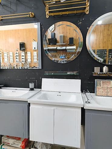 Vanna otağı üçün lavabo dolabı və güzgü dəsti - Aşağı hissə: ağ