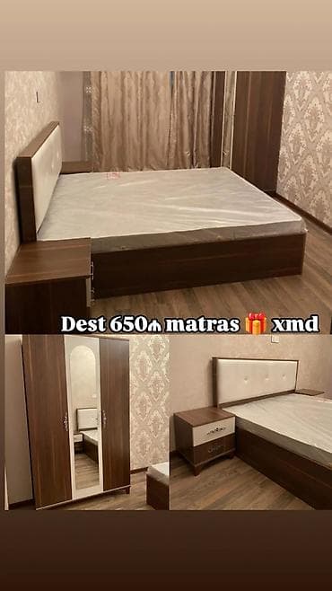 şekler: Yataq otağı dəsti Tərkibi: - 2 nəfərlik çarpayı (yumşaq başlıqla) - — 2