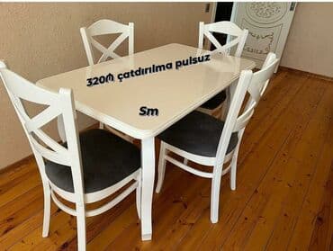 mətbəx stol: Mətbəx üçün, Yeni, Açılmayan, Dördbucaq masa, 4 stul — 1