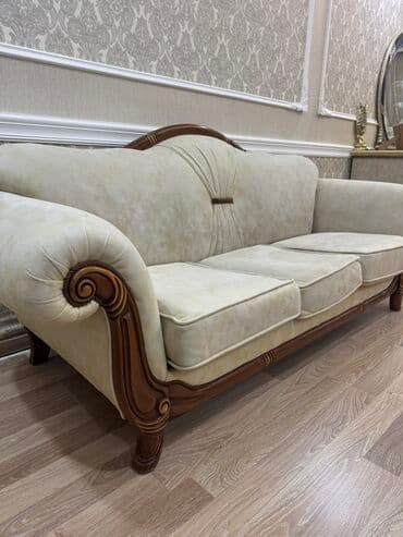 диван и 2 кресла: Диван, Б/у, Нераскладной, Без подьемного механизма, Велюровая ткань, Нет доставки — 4