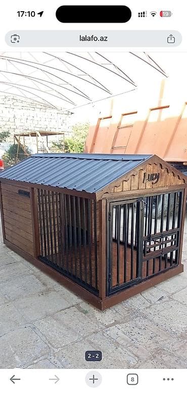 it yuvaları: İt üçün geniş volyer/budaqa - Material: möhkəm taxta karkas və metal — 1